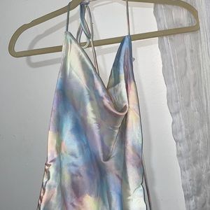 Tie dye satin like midi dress
